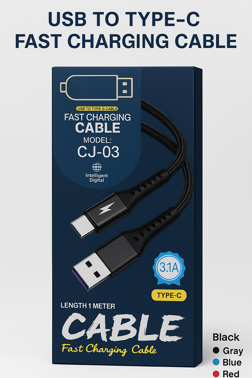 ChatGPT Image Oct 6, 2025, 10_55_53 PM CJ-03 USB to Type-C Fast Charging Cable - Image 1